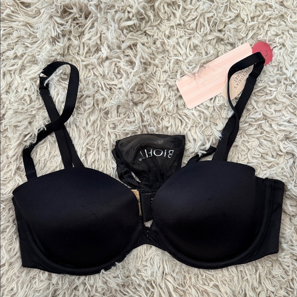 NWT Victoria's Secret Black Biofit Multiway Convertible Strapless Bra 32C